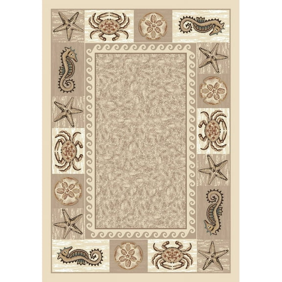 Milliken Signature Area Rug SEA LIFE OPAL Sea Life Opal Starfish Crabs 2' 8" x 3' 10" Rectangle