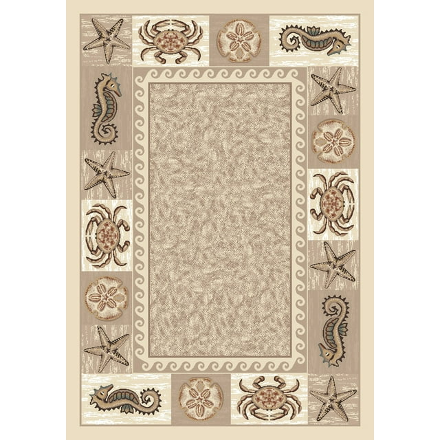 Milliken Signature Area Rug SEA LIFE OPAL Sea Life Opal Starfish Crabs 3' 10" x  5' 4" Oval