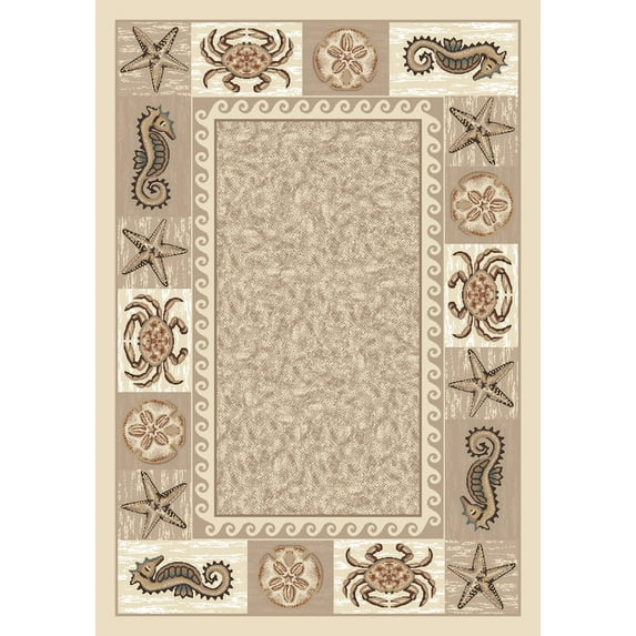 Milliken Signature Area Rug SEA LIFE OPAL Sea Life Opal Starfish Crabs 5' 4" x 7' 8" Rectangle
