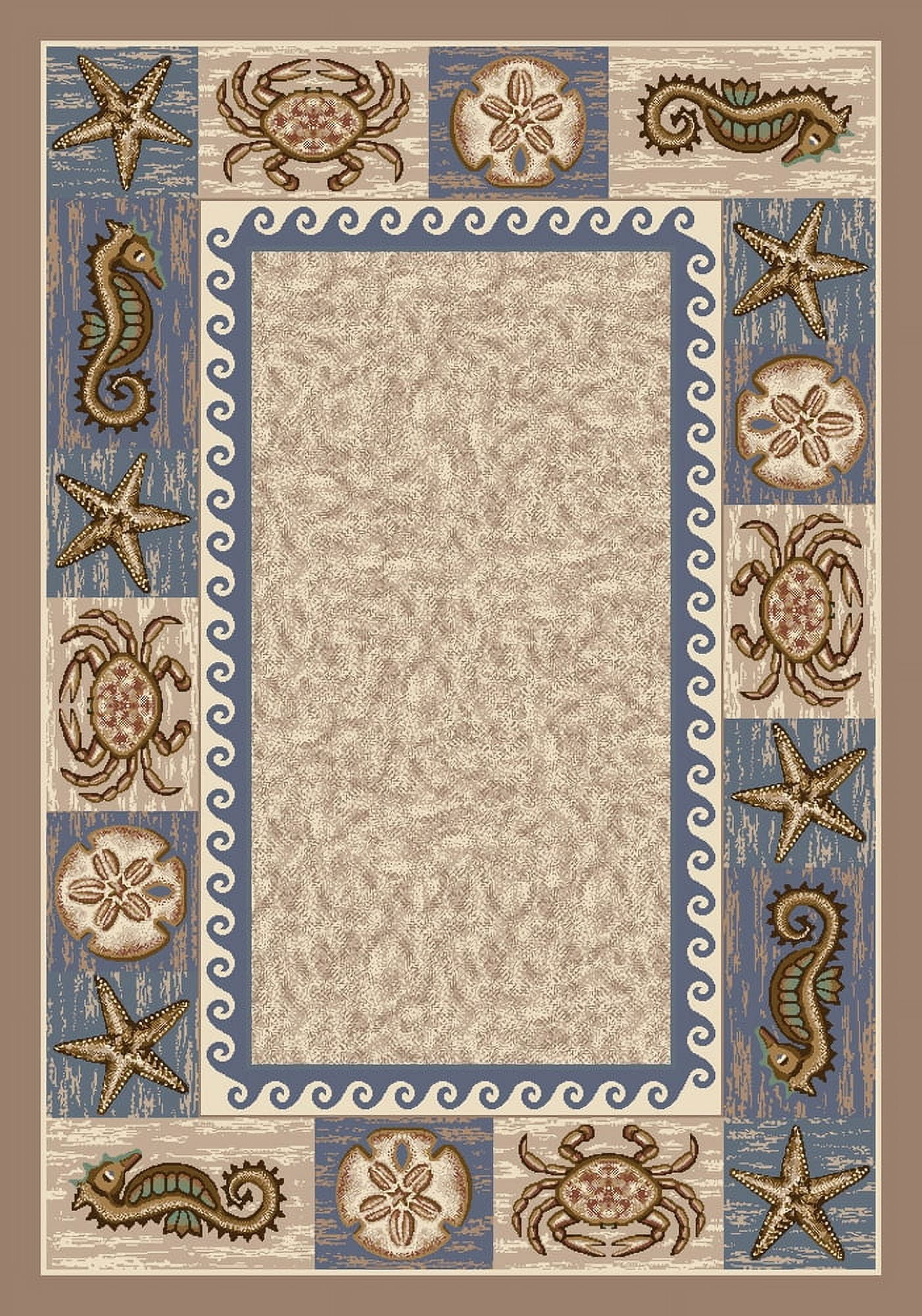 Sandstone Nautical Beach Rectangular Synthetic Area Rug