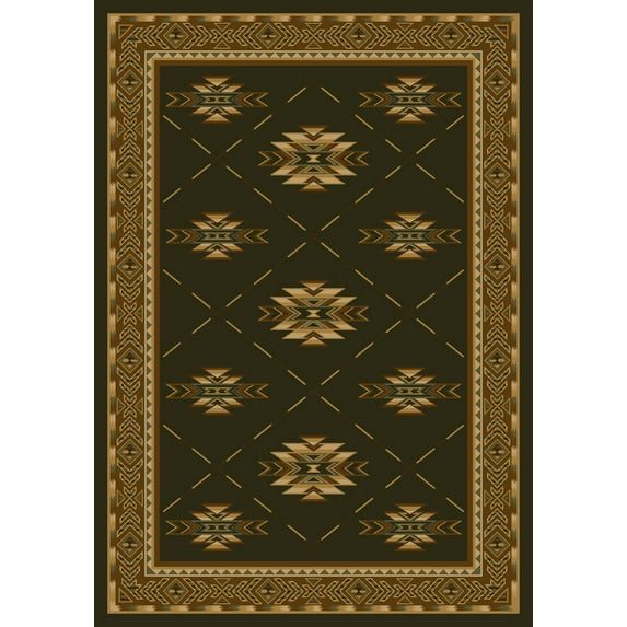 Milliken Signature Area Rug SHIBA OLIVE Shiba Olive Diamonds Jagged 3' 10" x 5' 4" Rectangle