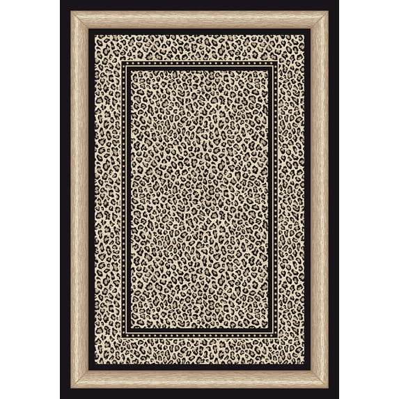 Milliken Signature Area Rug ZAMBIA OPAL Zambia Opal Bordered Leopard Print 3' 10" x 5' 4" Rectangle