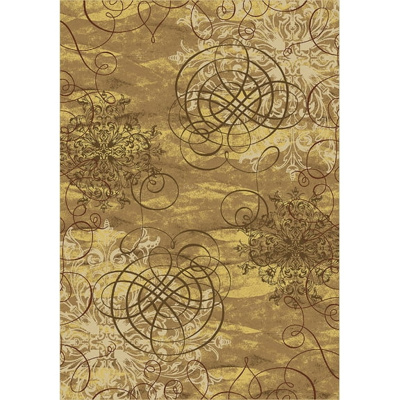 Milliken Top 30 Area Rug Benchley Ochre Filigree Floral 5' 4" x 7' 8" Rectangle