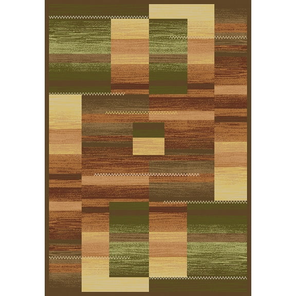 Milliken Top 30 Area Rug Box Office Copperwood Blocks Stripe 7' 8" x 10' 9" Rectangle