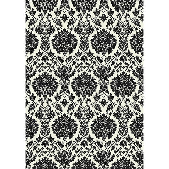 Milliken Top 30 Area Rug Manor Uptown Black Filigree Damask 3' 10" x 5' 4" Rectangle