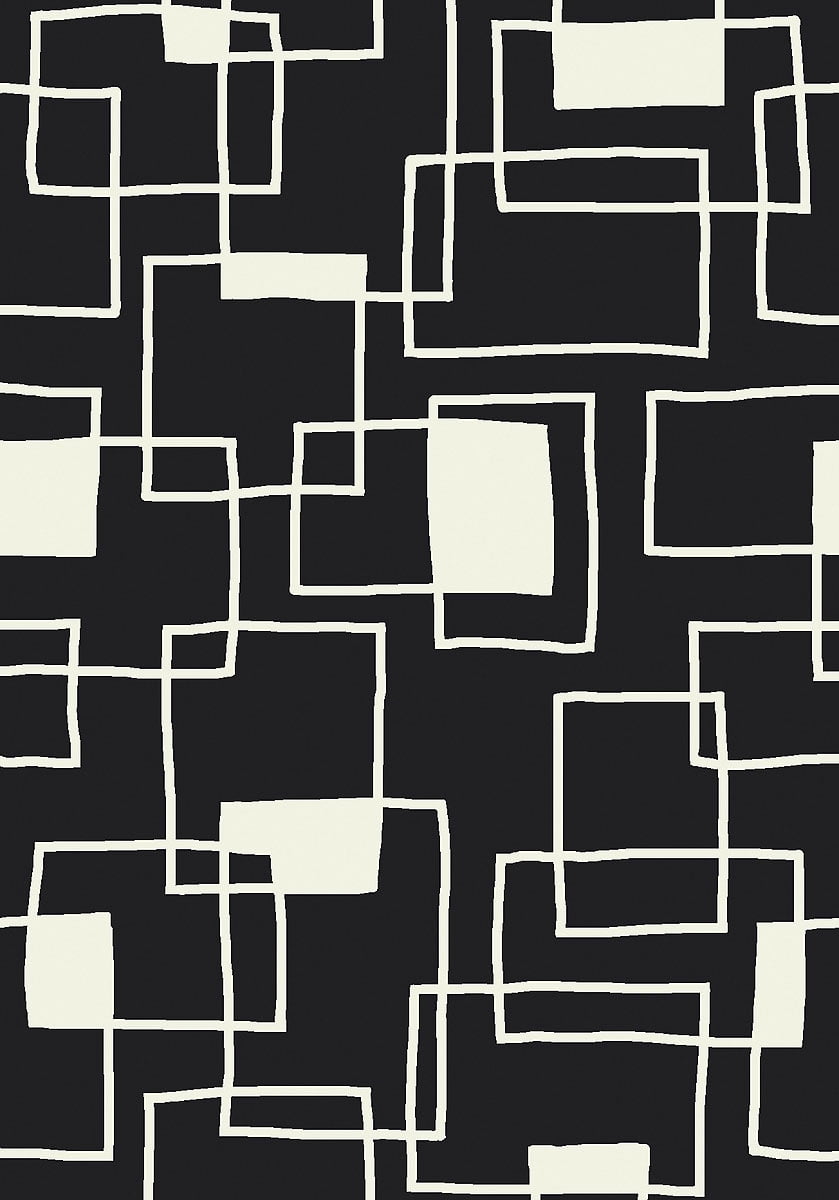 Milliken Top 30 Area Rug Offbeat Black Box Outlines Squares 3' 10