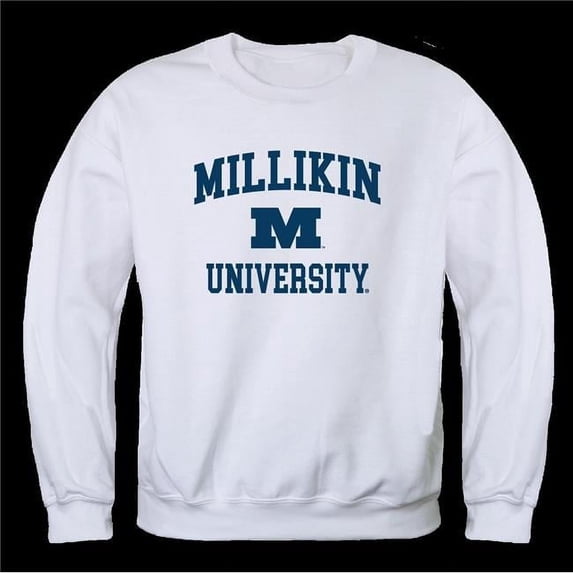 Millikin University Big Blue Seal Crewneck Sweatshirt, White - Small