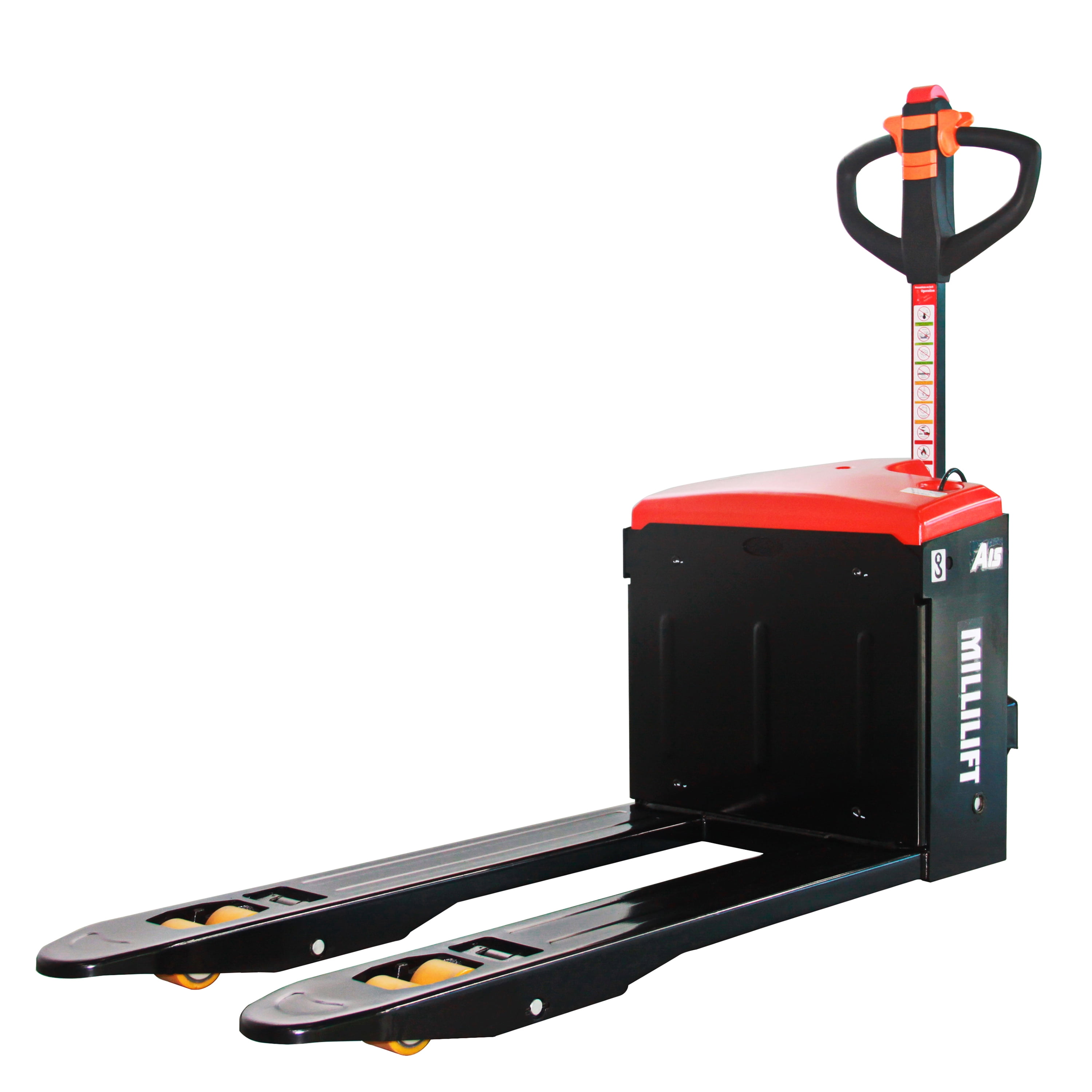 Millilift Electric Pallet Jack, 3300LB Capacity, Heavy-Duty Forks 45"x21", Powerful Drive Motor, 24V 40AH LiFePO4 Battery with Built-in Charger, 24H Runtime, for Warehouse, Supermarket Use