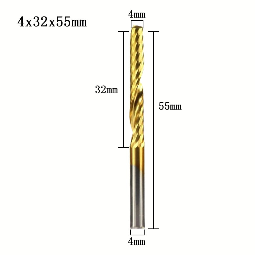 Milling Cutter Carbide Tungsten Down Cut Spiral Bits Engraving Cnc