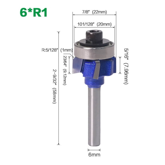 Milling Cutter Carving Woodworking R1 R2mm R3mm Trimming Edge Trimmer