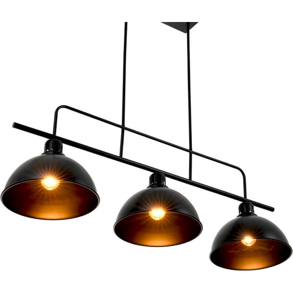 A Million 3-Light Kitchen Island Pendant Light Fixture, Farmhouse Linear Hanging Lighting, Chandelier with Black Finish for Kitchen, Bar, Dining Room, Pool Table, 2300217001