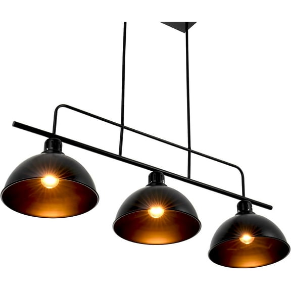 A Million 3-Light Kitchen Island Pendant Light Fixture, Farmhouse Linear Hanging Lighting, Industrial Chandelier with Black Finish for Kitchen, Bar, Dining Room, Pool Table, 2300217001