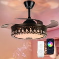 thumbnail image 1 of A Million 42" Black Fandelier Ceiling Fan with App Remote Control and Bluetooth Speaker RGB LED Light Retractable Smart Ceiling Fan 3 Speed Timer Bluetooth Chandelier Fan, 1 of 14
