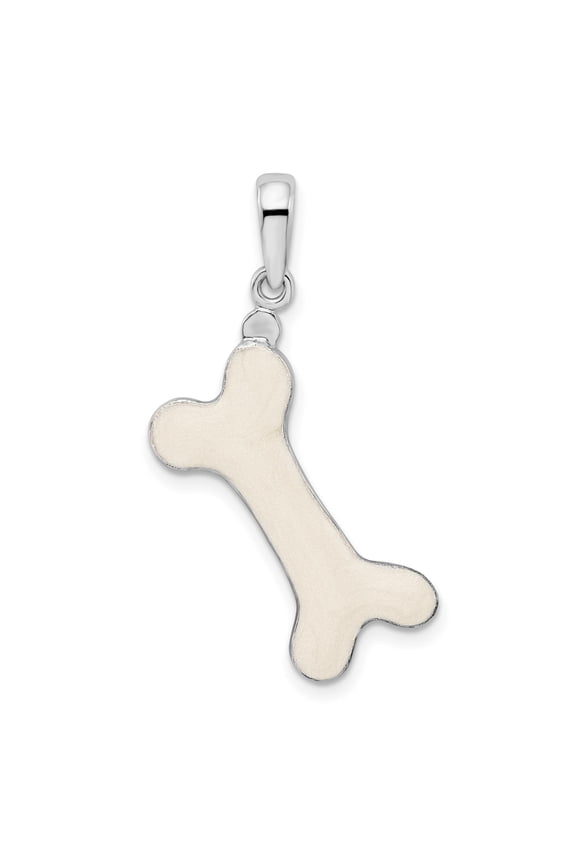 925 Sterling Animal Charm, Polished 3D Enameled Dog Bone Pendant