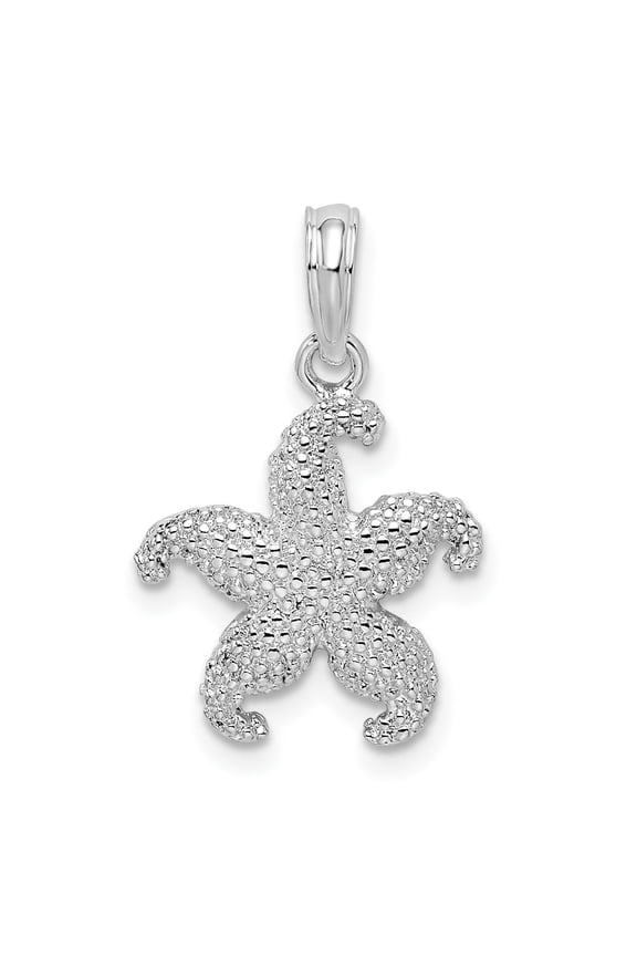 925 Sterling Nautical Sea Life Charm, Polished Puffed Starfish Pendant