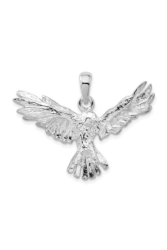 925 Sterling Silver Animal Bird Charm, Polished Flying Eagle Pendant