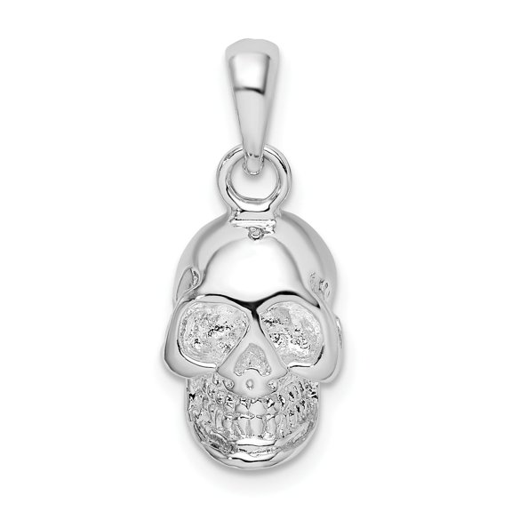Million Charms 925 Sterling Silver Holiday Halloween Charm, Polished 3D Skull Pendant