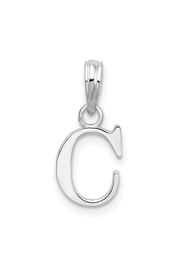925 Sterling Silver Polished Block Initial Letter C Pendant