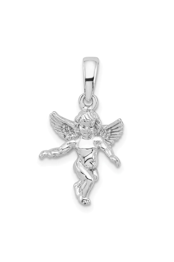 925 Sterling Silver Religious Charm, Polished 3D Guardian Angel Pendant