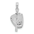 thumbnail image 1 of Million Charms 925 Sterling Silver Sports Charm, Polished 3D Baseball, Bat and Glove Pendant, 1 of 2