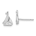 thumbnail image 1 of Million Charms 925 Sterling Silver Travel Charm, Polished Mini Sailboat Post Earrings, 1 of 2