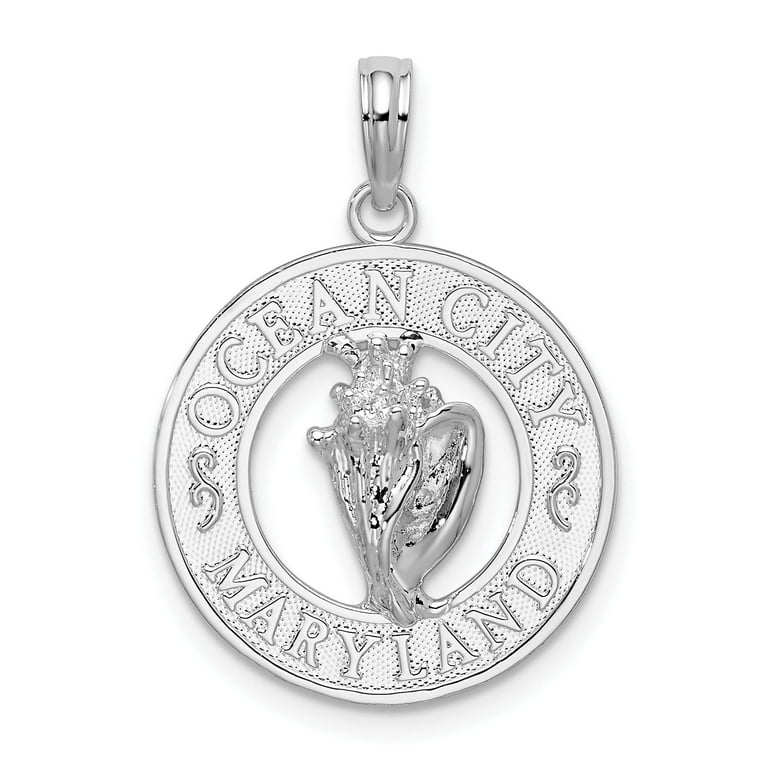 Million Charms 925 Sterling Silver Travel Charm Polished Ocean City MD Circle with and Shell Pendant Walmart