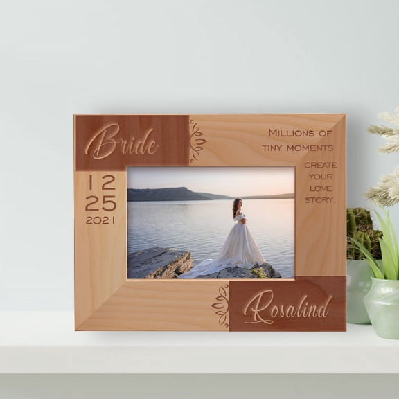 Millions Of Tiny Moments Create Your Love Story Personalized Wooden Frame-5" x 3 1/2" Brown Horizontal