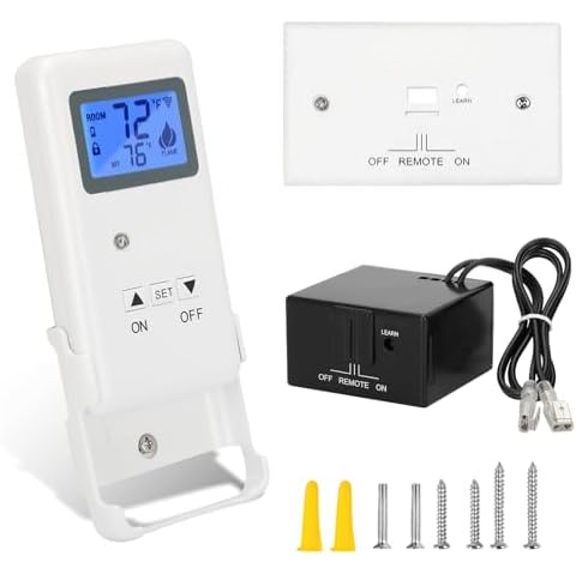 Millivolt Valve Fireplace Remote Control,Replace Acumen RX05 RCK-D RCK-I RCK-IW RCK-K RCK-KW.Fit for skytech 1001-A TS-2R,Fit realfyre RR-1A,Temper Regulation-Child Protection-Thermostat,No Battery