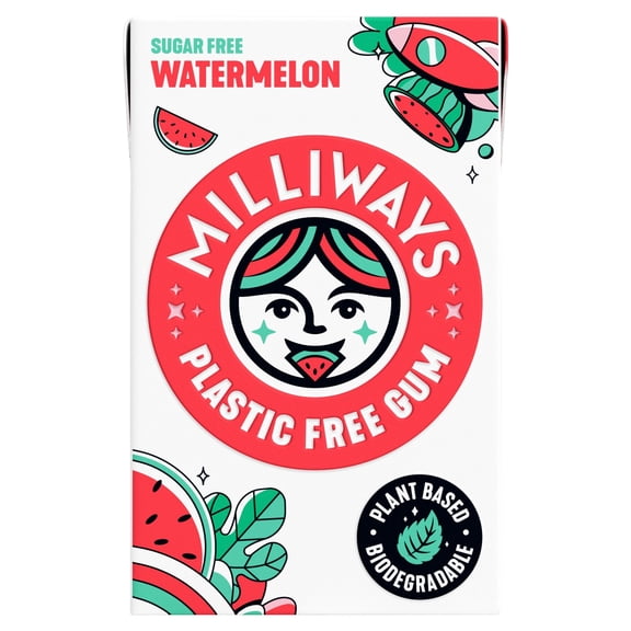 Milliways Super Natural Gum Watermelon 19g, Imported from Britain