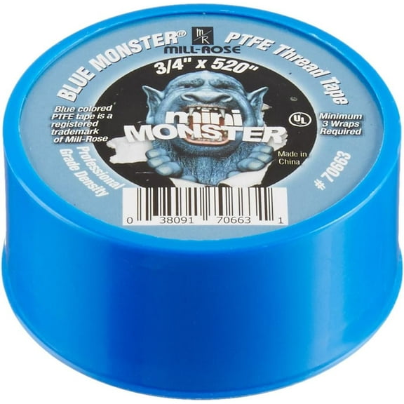 Millrose 70663 Monster Roll PTFE Thread Seal Tape, 3/4-Inch x 520-Inch, Blue