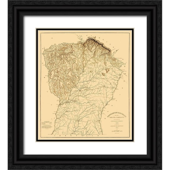 Mills 15x17 Black Ornate Wood Framed with Double Matting Museum Art Print Titled - Pendleton South Carolina Landowner - Mills 1825