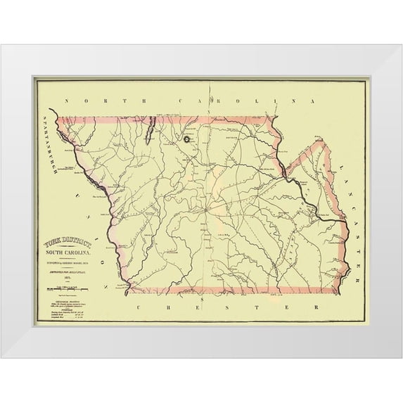 Mills 18x14 White Modern Wood Framed Museum Art Print Titled - York South Carolina Landowner - Mills 1825