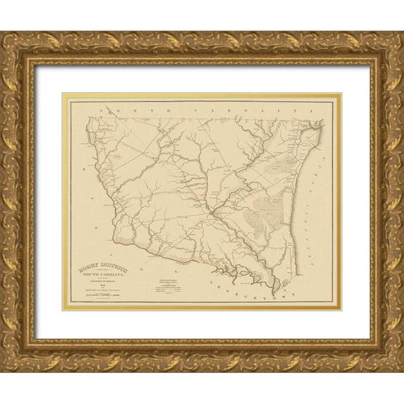 Mills 24x19 Gold Ornate Wood Framed with Double Matting Museum Art Print Titled - Horry South Carolina Landowner - Mills 1825