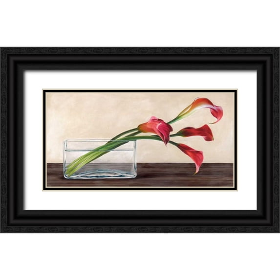 Mills, Shin 24x14 Black Ornate Wood Framed with Double Matting Museum Art Print Titled - Modern composition Callas