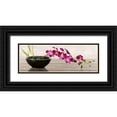 thumbnail image 1 of Mills, Shin 32x14 Black Ornate Wood Framed with Double Matting Museum Art Print Titled - Orchid Arrangement, 1 of 4