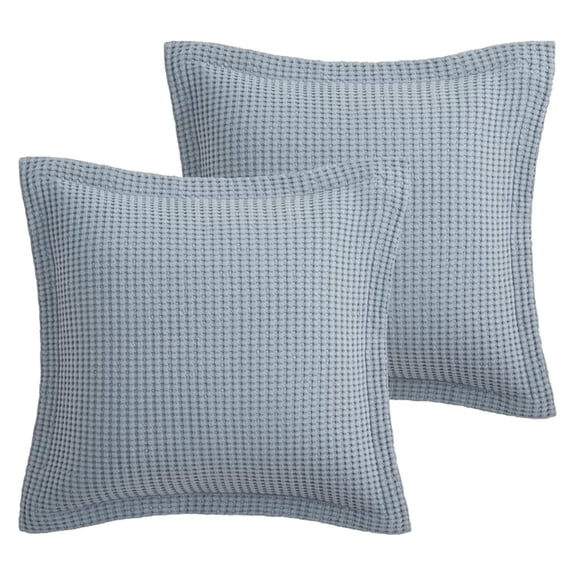 - Mills Waffle - Euro Sham (Set of Two) - Slate Blue - Sham Size (26 x 26in.), No Insert