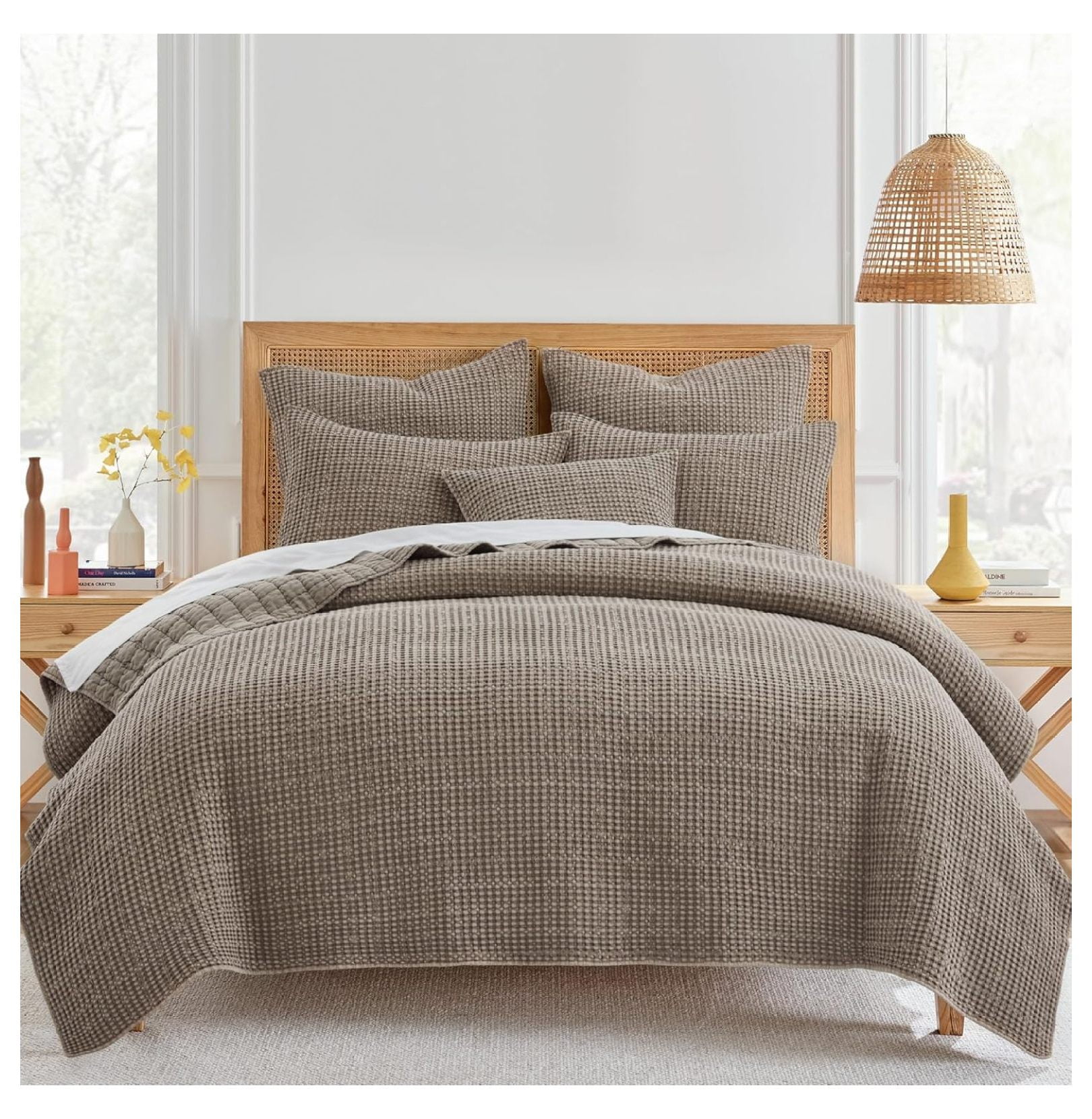 Waffle Quilt Set- Navy (Queen) main image 1