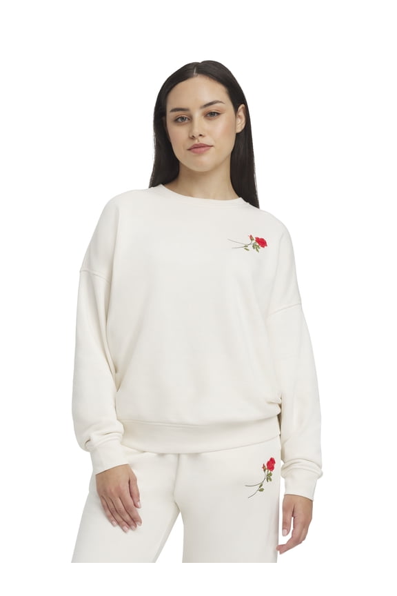 Women's Crew Neck Fleeced Terry Sweatshirt, Sizes XXS-XXL