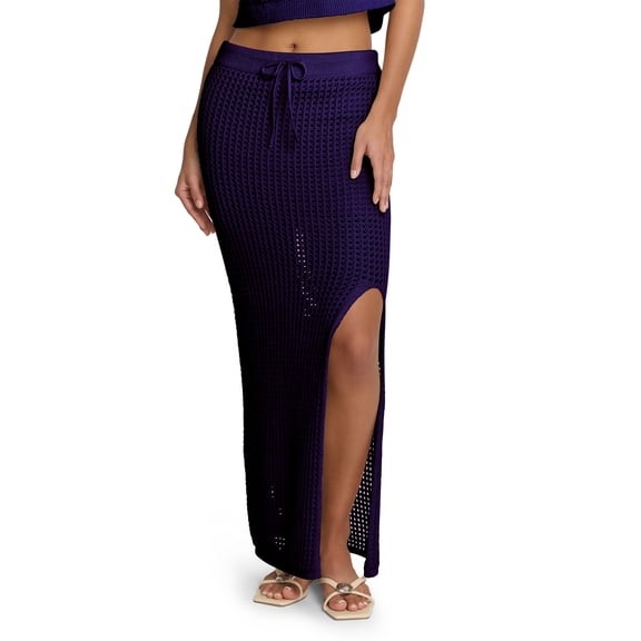 Mills by Millie Bobby Brown Women's Crochet Sweater Skirt, Ankle Length, Sizes XXS-XXL