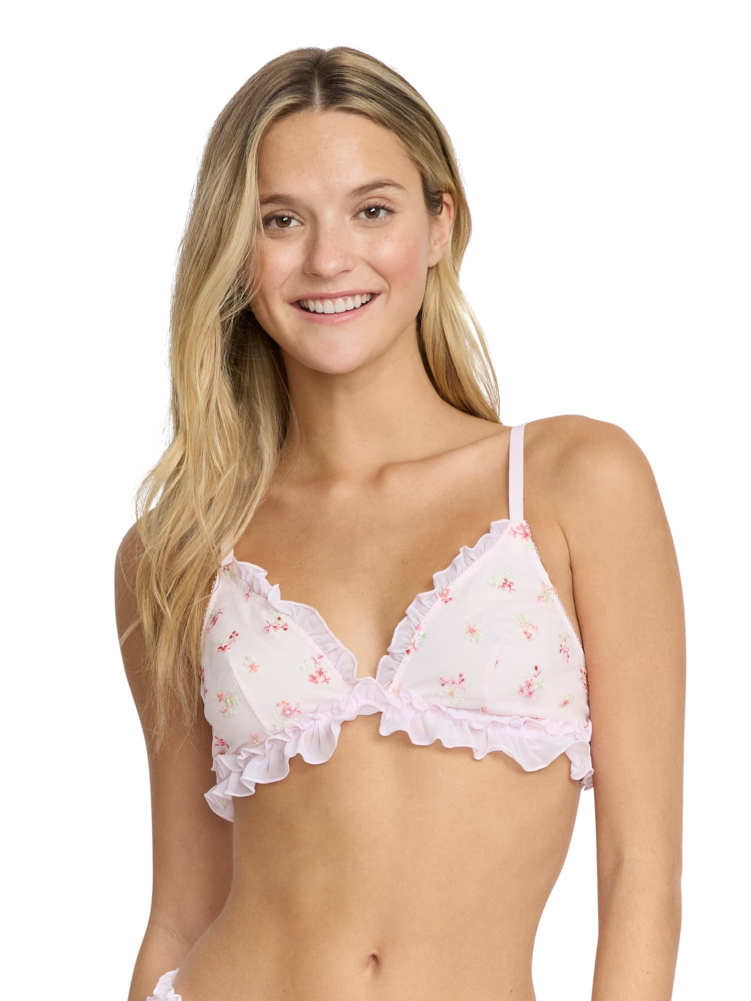 Mills by Millie Bobby Brown Women's Embroidered Mesh Bralette, Sizes XS-XXXL
