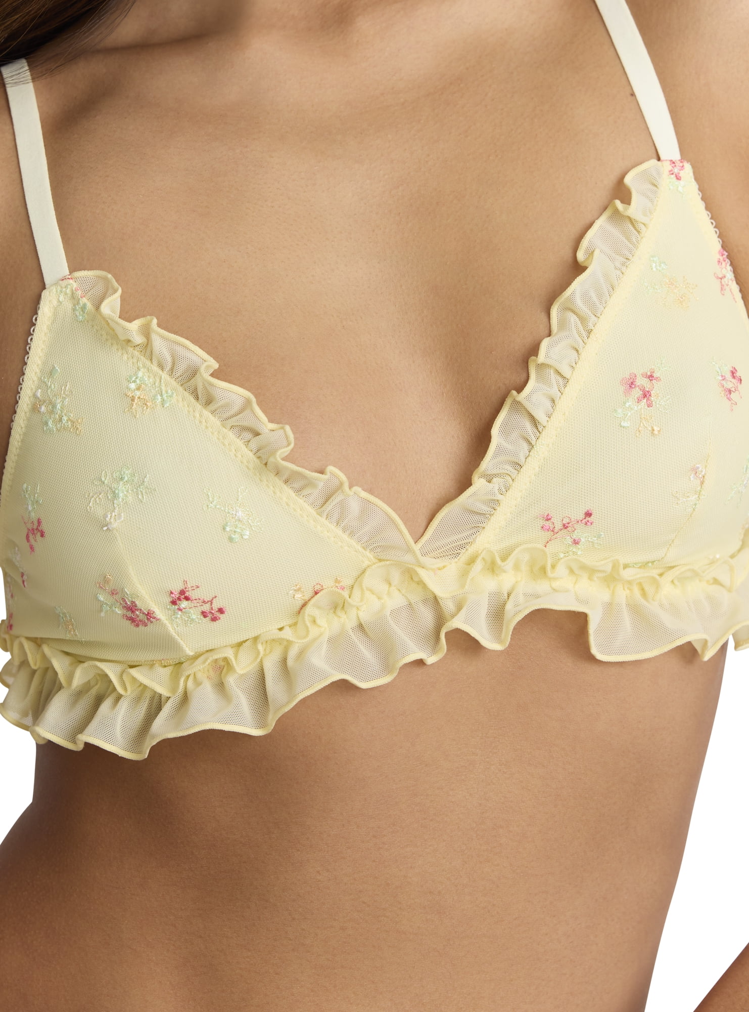Mills by Millie Bobby Brown Women's Embroidered Mesh Bralette, Sizes XS-XXXL