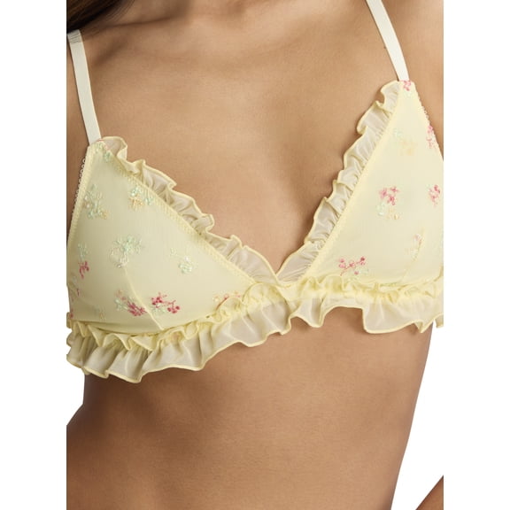 Mills by Millie Bobby Brown Women's Embroidered Mesh Bralette, Sizes XS-XXXL