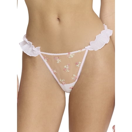 Mills by Millie Bobby Brown Women's Embroidered Mesh Thong, 3-Pack, Sizes XS-XXXL