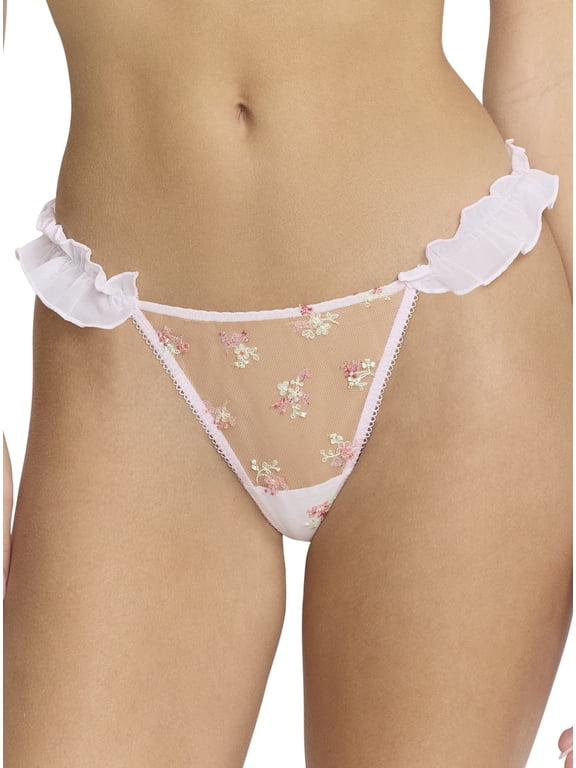 Women's Embroidered Mesh Thong, 3-Pack, Sizes XS-XXXL