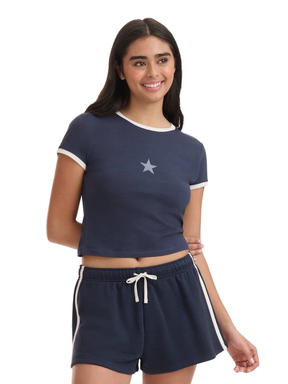 Women's Graphic Ringer T-Shirt, Sizes XXS-XXL