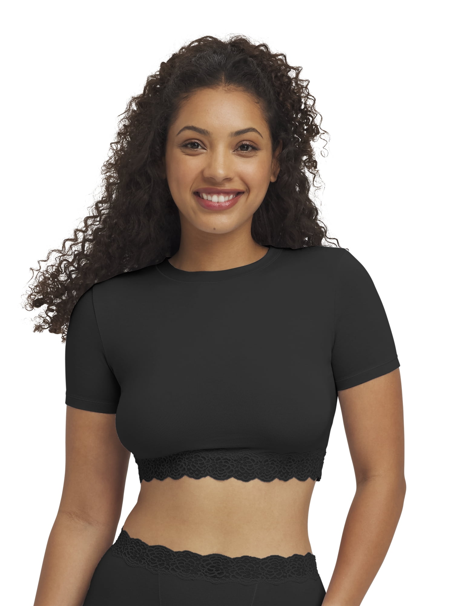 Mills by Millie Bobby Brown Women's Lacy Cotton Baby Tee, Sizes XS-XXXL