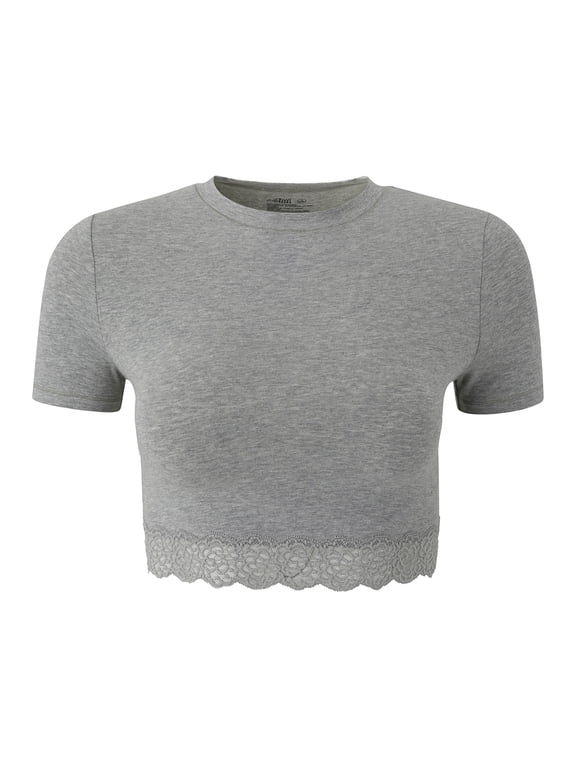 Women's Lacy Cotton Baby Tee, Sizes XS-XXXL