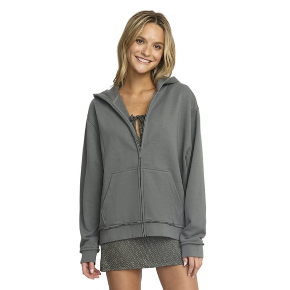 Mills by Millie Bobby Brown Women's Mineral Washed Oversized Zip-Up Hoodie Sweatshirt, Sizes XXS- XXL