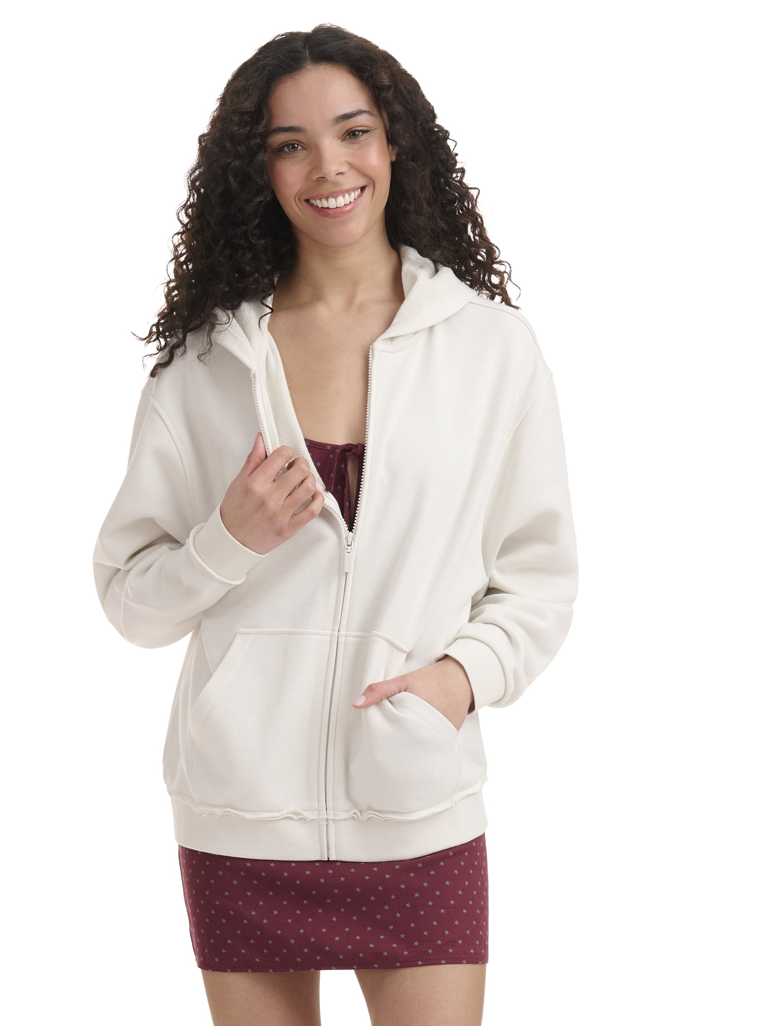 Mills by Millie Bobby Brown Women's Mineral Washed Oversized Zip-Up Hoodie Sweatshirt, Sizes XXS- XXL