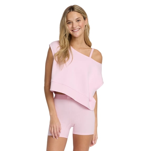 Mills by Millie Bobby Brown Women's Off Shoulder Short Sleeve Sweatshirt, XXS-XXL
